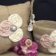 Burlap flower girl basket / ring bearer pillow - burlap pillow , burlap basket- burlap , ivory and blush 