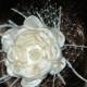 Bridal Flower Fascinator, Cream Ivory Flower Hair Clip, Wedding Flower Fascinator, Cream Ivory Flower Feather Bridal Head Piece, Weddings