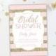 Bridal Shower Invitation, Glitter Stripe Bridal Shower Invite, Gold & Pink Stripe, Printable Bridal Shower Invitation