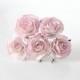 25 pcs - Soft pink and white mulberry paper BIG 4 cm ROSES / wholesale pack