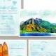 Hawaii Islands Watercolor effect Wedding Invitation and RSVP card
