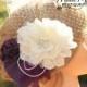 Plum Birdcage Veil Fascinator- Wedding Headpiece- Plum and Ivory-Available in White Also