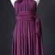 Bridesmaid Dress Infinity Dress Dark Purple Knee Length Wrap Convertible Dress Wedding Dress