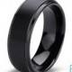 Tungsten Wedding Bands,Mens Ring,Mens Wedding Bands,Black Wedding Band,Rings,Beveled Edge,8mm,Engraving,Mans,Anniversary,His Hers,Set,Size