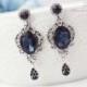 Sapphire blue Bridal earrings Sapphire Blue Wedding Earrings Something Blue Wedding Jewelry Accessories Teardrop Crystal Earrings 1223SB