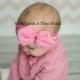 Bubblegum Pink Chiffon Bow Headband - Silky Soft Fabric Chiffon Bow - Newborn Baby Hairbow - Little Girls Hair Bow -  Dressy Photo Prop
