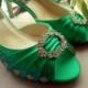Wedding Shoes painted Emerald Peacock Feather Sale Brooch Valeria