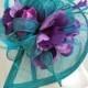 NEW! Teal Fascinator - Turquoise Fascinator Wedding Hat Lavender Flower Veil Derby Hat