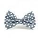 Polkadots Dog Bow Tie - Grey Charcoal White Polkadot Wedding or Everyday Detachable Dog Bow