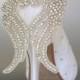 Wedding Shoes -- Angel Themed Wedding Shoe -- Light Ivory Peep Toes with Lace Overlay, Rhinestone Accents and Rhinestone Angel Wings - New