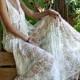 Bridal Lingerie Sheer Lace Nightgown Tie Front Waterfall Gown Wedding Sleepwear Honeymoon White Ivory Lace - New