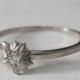 Platinum Flower Engagement Ring - Platinum  and Diamond engagement ring, engagement ,Platinum  leaf ring, flower ring, vintage, delicate