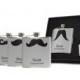 Personalized Gray Mustache Flasks for Groomsmen Gifts // Set of 5