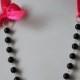 Black Pearl and Hot Pink Ribbon Bow Necklace