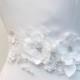 Soft white Ivory Flower Bridal Sash Wedding Belt 3D Applique