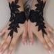 Black Wedding gloves french lace gloves bridal 