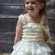 Ivory Baby Dress - Rustic Flower Girl Dress - Vintage Birthday Party Dress - Baby Girl Wedding Dress - Rustic Wedding Dress - Cowgirl Dress