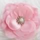 Pink Silk Flower and Pearl Rhinestone Brooch Chic Wedding Sash Belt Clip or Hair Flower