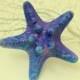 Watercolor Sea starfish hair clip, mermaid hair clip, sea star hair clip. Hand painted purple and blue mermaid accessory, beach wedding hair