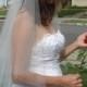 Fingertip Length Two Tier Raw Edge Circular Cut Wedding Veil, Ivory or White - READY TO SHIP in 3-5 Days