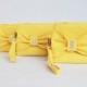 Promotional sale   - SET OF 4 -Yellow Bow wristelt clutch,bridesmaid gift ,wedding gift ,make up bag,zipper- yellow