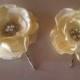Bridal  hair clip  2 ivory bridal flowers with pearl and rhinestone embellishment Bridal hairclip Wedding hairclip Wedding hair clip