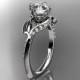 Unique 14kt white gold diamond leaf and vine wedding ring,engagement ring with Forever Brilliant moissanite center stone, ADLR225
