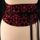Corset Belt: Red and Black Flocked Velvet Taffeta Waist Cincher Any Size B