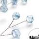 6 Aqua Blue Acrylic Bead Picks on Silver Wire for Millinery and Wedding Flower Bouquets