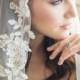Ready to Wear, Ivy Veil - Mantilla Veil - Gold Lace Veil - Bridal Veil - English Netting Veil