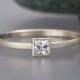 Princess Diamond Engagement Ring in solid 14k white or yellow gold