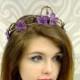 Dark Purple Flower Crown, Bohemian Headband, Floral Wreath, Flower Headpiece, Purple Woodland Crown, Elven Crown, Fairy, Cosplay, Mori Kei