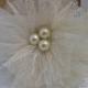 Tulle and Glass Pearl Shabby Chic Fabric Flower - Weddings,  Brooch, Barrette, Necklace, Headband