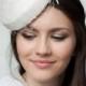 Bridal Wool Pillbox with Bow and Veil, bridal Hat with Birdcage, Ivory Pillbox, Vintage inspired Pillbox