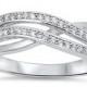 925 Sterling Silver Crisscross Infinity Design 0.20 Carat Round Russian Ice Diamond CZ  Wedding Engagement Anniversary Band Ring