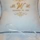 Linen Ring Bearer Pillow Custom Embroidered Monogram Bride and Groom Keepsake Pillow