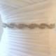 Bridal beaded twisted crystal sash.  Braided rhinestone wedding belt. DIAMOND WAVE.
