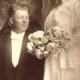 Beautiful EDWARDIAN WEDDING GOWN - Tender Photo of Bride Holding Huge Bouquet of Flowers Circa 1910 Minneapolis Minnesota