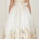 Randi Rahm - Fall 2014 - Ella Strapless Ivory And Gold Ball Gown Wedding Dress With Ruched Bodice And Floral Detail At Waist
