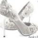 Ivory Vintage Lace Wedding Shoes With Crochet Flower Applique Satin Bridal Pumps Silver