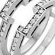 Square Halo Engagement Ring Guard - 10 Karat Gold Ring Guard Enhancer with .42ct Cubic Zirconia