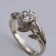 Leaves Engagement Ring No. 4 - Platinum engagement ring, engagement ring, leaf ring, filigree, antique,art nouveau,vintage, Diamond Ring
