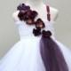 White Plum flower girl dress, eggplant flower girl dress,  white plum tutu dress, plum pageant dress, plum flower girl dress - girls dress