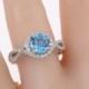 14K White Gold Diamond and Natural Blue Topaz Engagement Ring - SJ1796WHBT