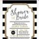 Bridal Shower Invitation - Gold Glitter Bridal Shower Invitation - Black & White Bridal Shower Invitation - Bridal Shower Printable - Invite