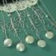 Bridesmaid Gift Set of Seven Freshwater Coin Pearl and Leaf Lariat Style Necklaces, Wedding jewelry - ARIANNA NECKLACE