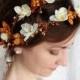 fall wedding flower crown, autumn bridal hair accessories, copper gold wedding, ivory head wreath - MIRTH - burnt orange hair accessory