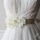 Romantic Handmade Flower Wedding Sash Bridal Belt with Ivory Cream Ribbon