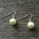 Ivory Pearl Earrings Single Pearl on Silver or Gold French Wire Hook - Wedding, Bridal, Birthday, Christmas Gift