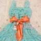 Flower girl dress- Aqua Coral Bow Lace Dress, baby girl dress, Flower girl lace dress,dress,baby dress,flower girl dress,Aqua dress,Birthday